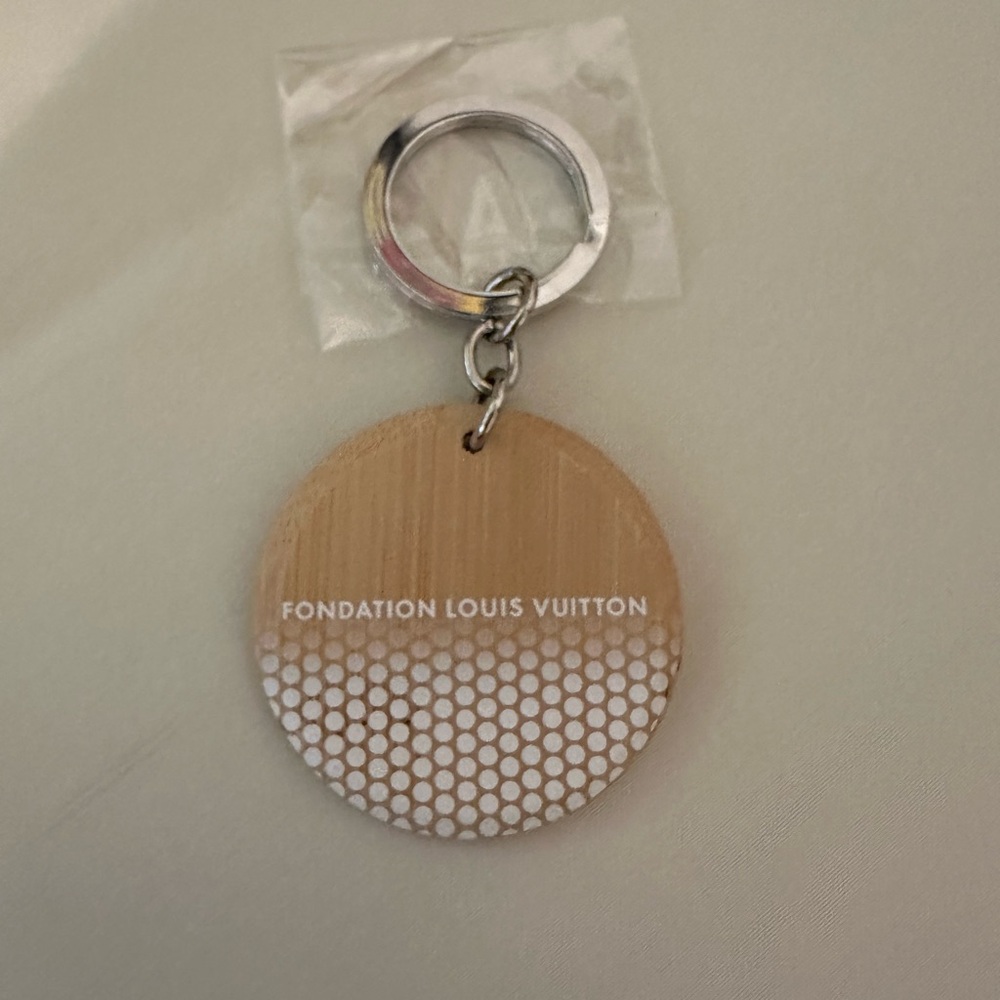 Louis Vuitton Wooden Keychain with White Dots